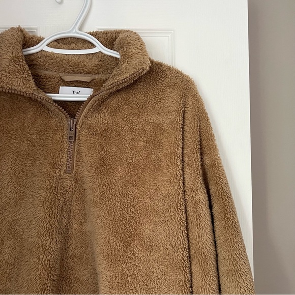 TNA Tan Fuzzy Zip Mockneck - Picture 4 of 7